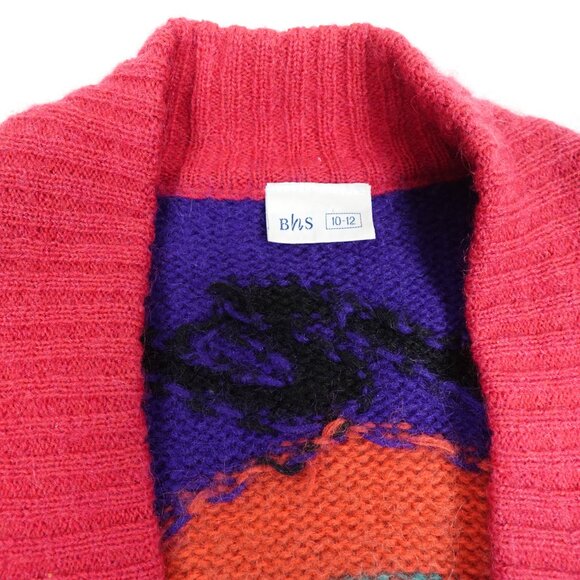Art Deco Mohair Blend Knit Sweater Women's 12 Colorful Abstract Cardigan - Picture 3 of 11